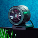 A close-up of the Razer Kiyo Pro Ultra webcam mounted to the top of a computer monitor.